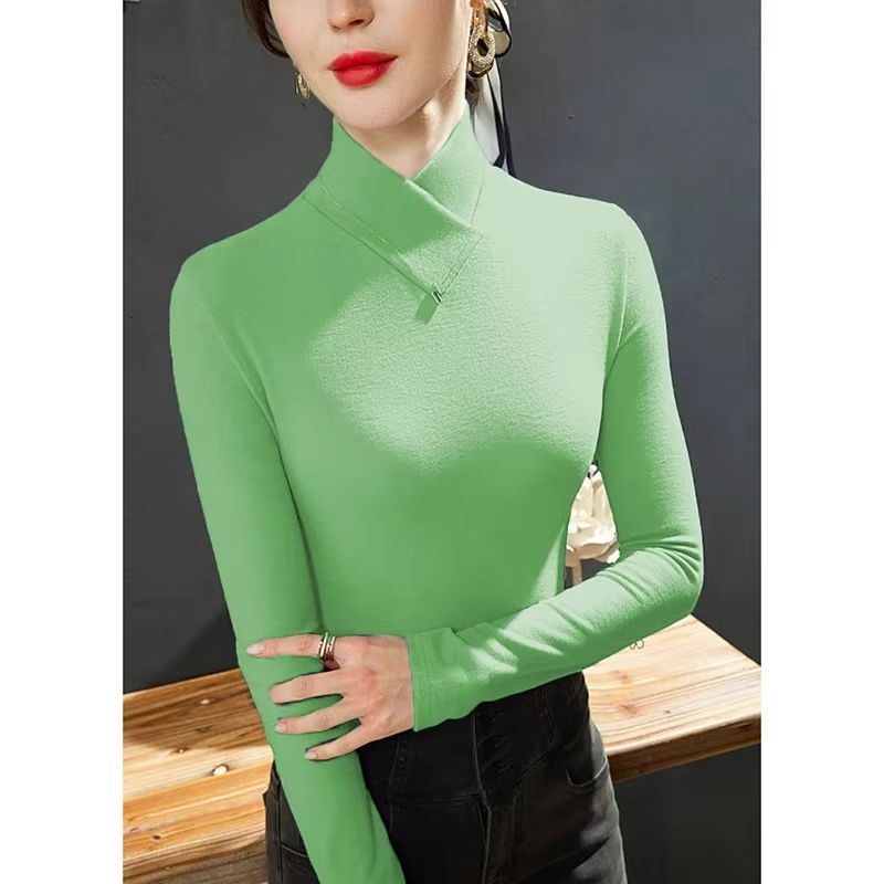 CozyLayer Half-High Collar Underlay Top – Thick Long Sleeve Thermal Tee