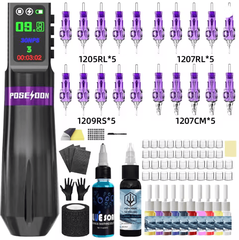 ProInk Poseidon Wireless Tattoo Pen Kit for Permanent Makeup and Body Art