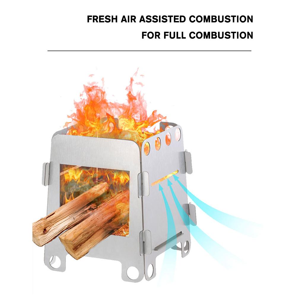 Portable Folding Camping Wood Stove Lightweight Steel Backpacking Stove for Outdoor Cooking