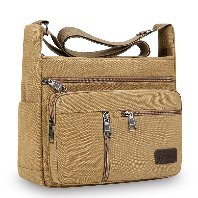 Men Canvas Messenger Crossbody Bag Durable Travel Shoulder Tote
