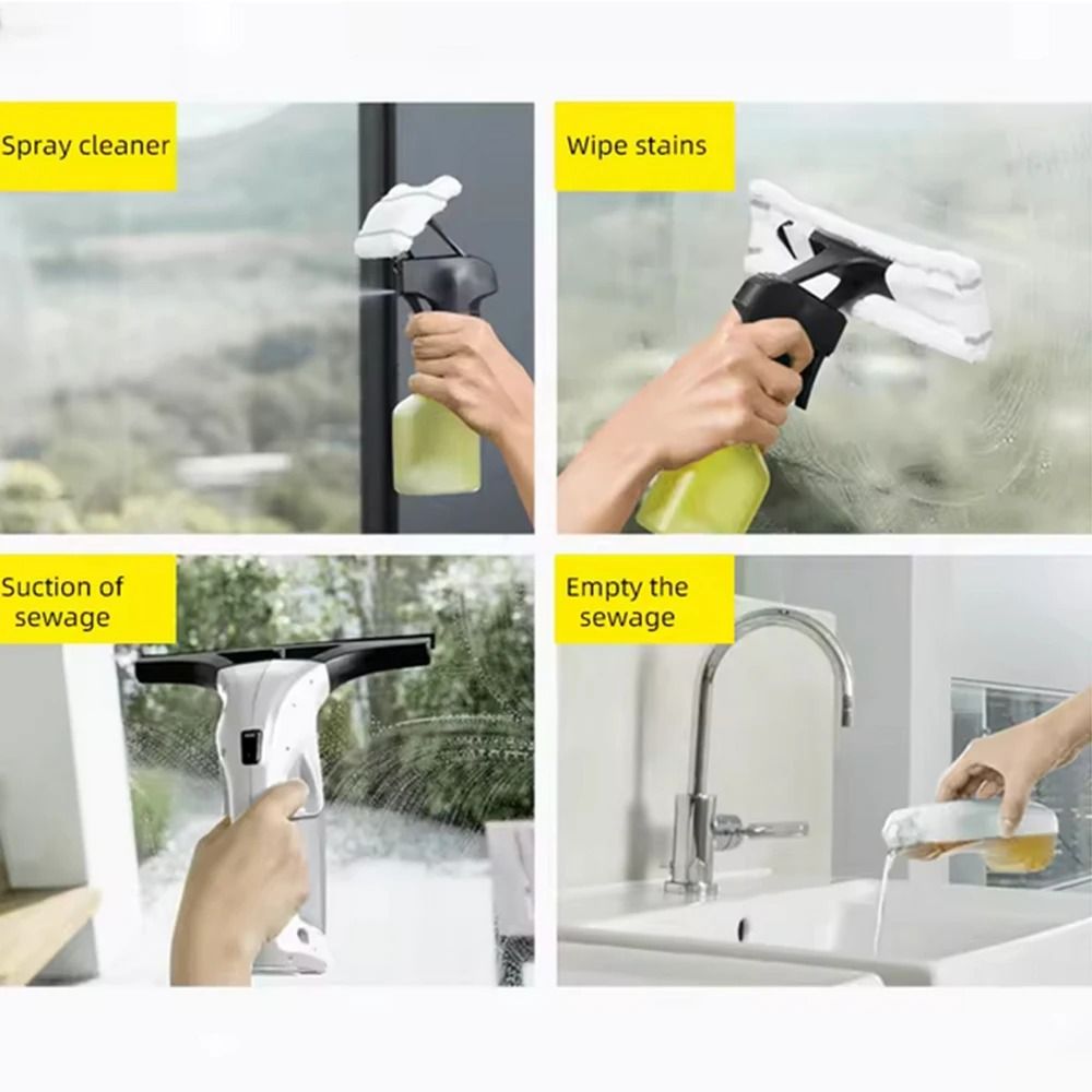 Window Glass Cleaner with Strong Suction and LED Power Display