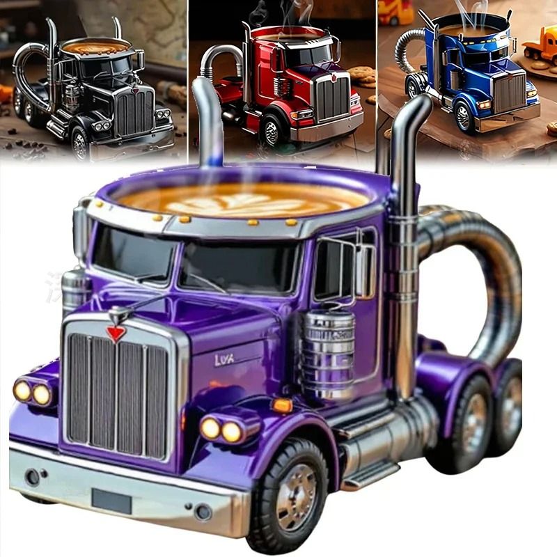Semi Truck Coffee Mug Handcrafted Novelty Truck Coffee Cup Unique Vehicle Shaped Mug