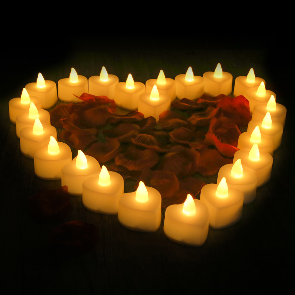 Romantic Flameless Rose Petal Tea Lights for Anniversary Wedding Table Night Light