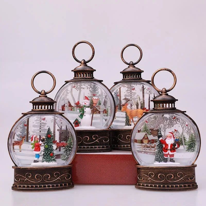 Lighted Christmas Snow Globe Lantern LED Holiday Night Light