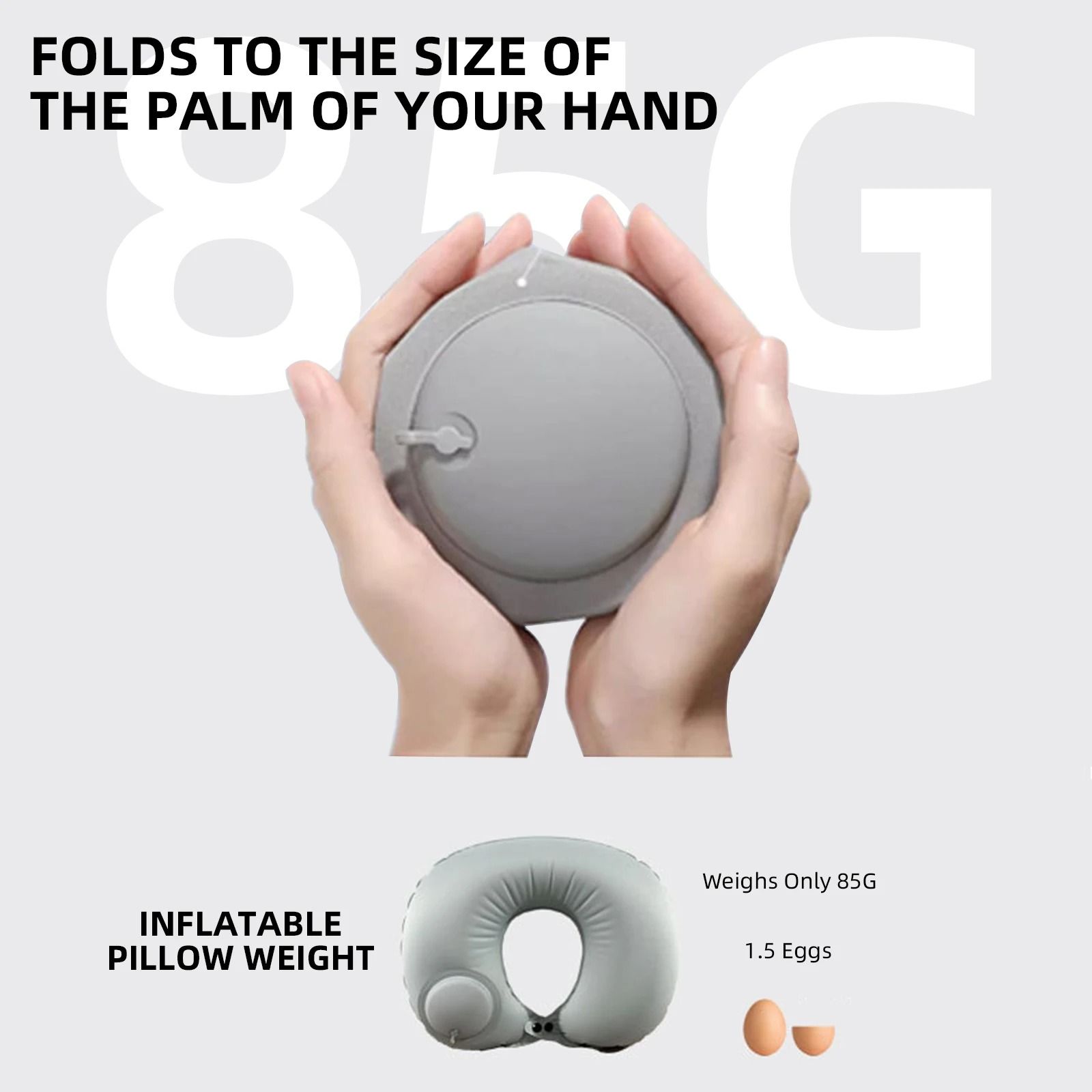 Inflatable U Shaped Travel Neck Pillow Soft Flocking Material