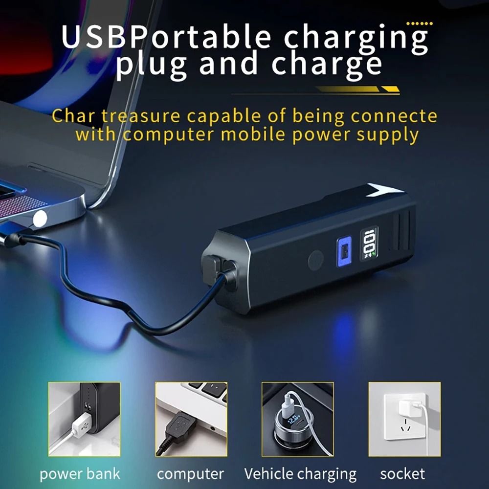 USB Rechargeable Bicycle Headlight 300 Lumen With Battery Level Display And Power Bank