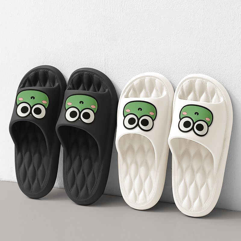 Summer Beach Slides with Cartoon Frog Design Anti-Slip Bathroom Flip Flops for Home