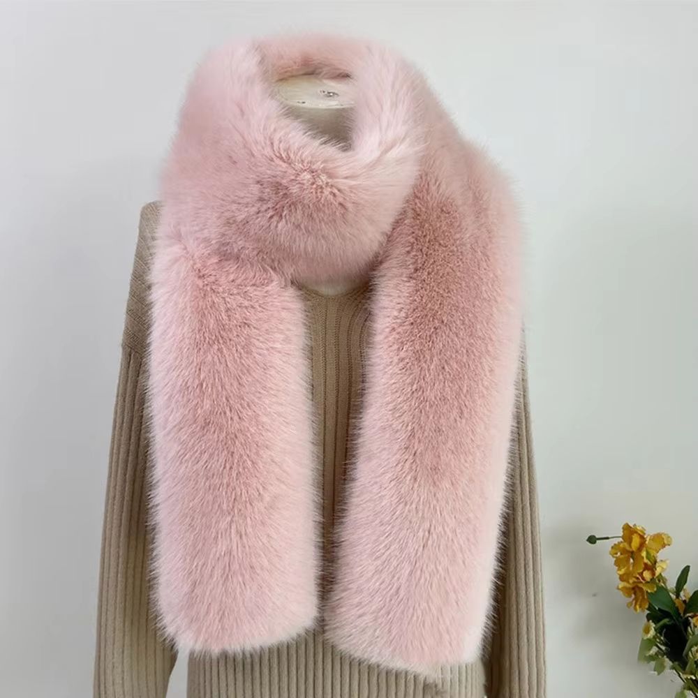 Luxury Plush Fake Fur Long Scarf 70.87in Soft Winter Wrap & Shawl