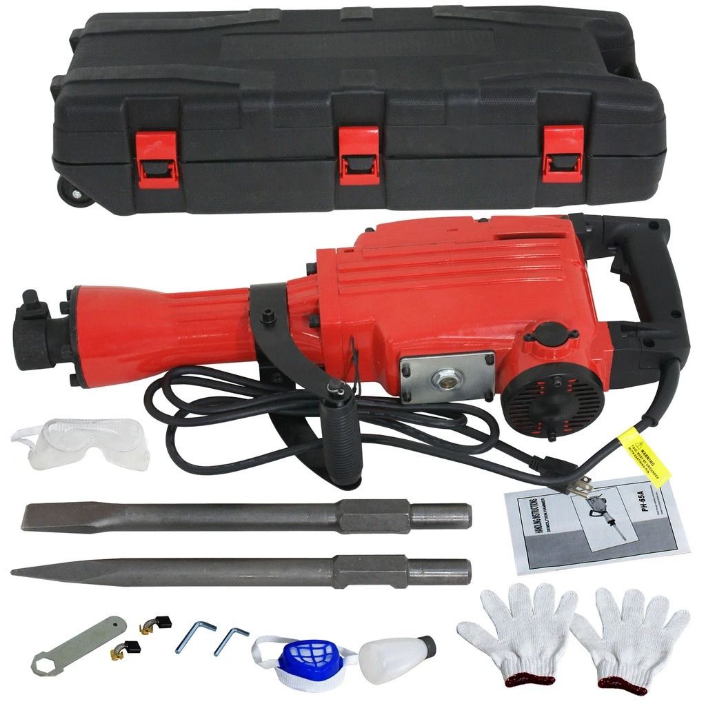Heavy Duty Electric Demolition Jack Hammer with Case & Gloves