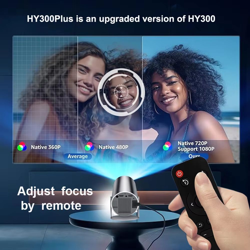DITONG HY300 Plus Portable Projector – HD 720P Android Mini LED Home Theater with 4K Support