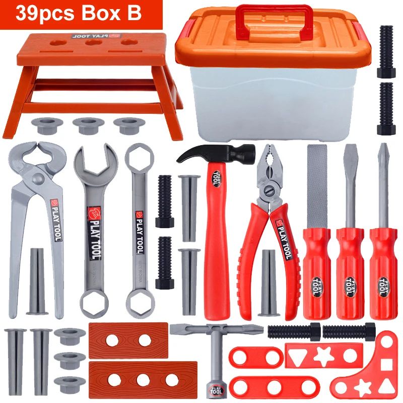 41-Piece Kids Tool Set with Toy Drill Pretend Play Construction Tools Kit