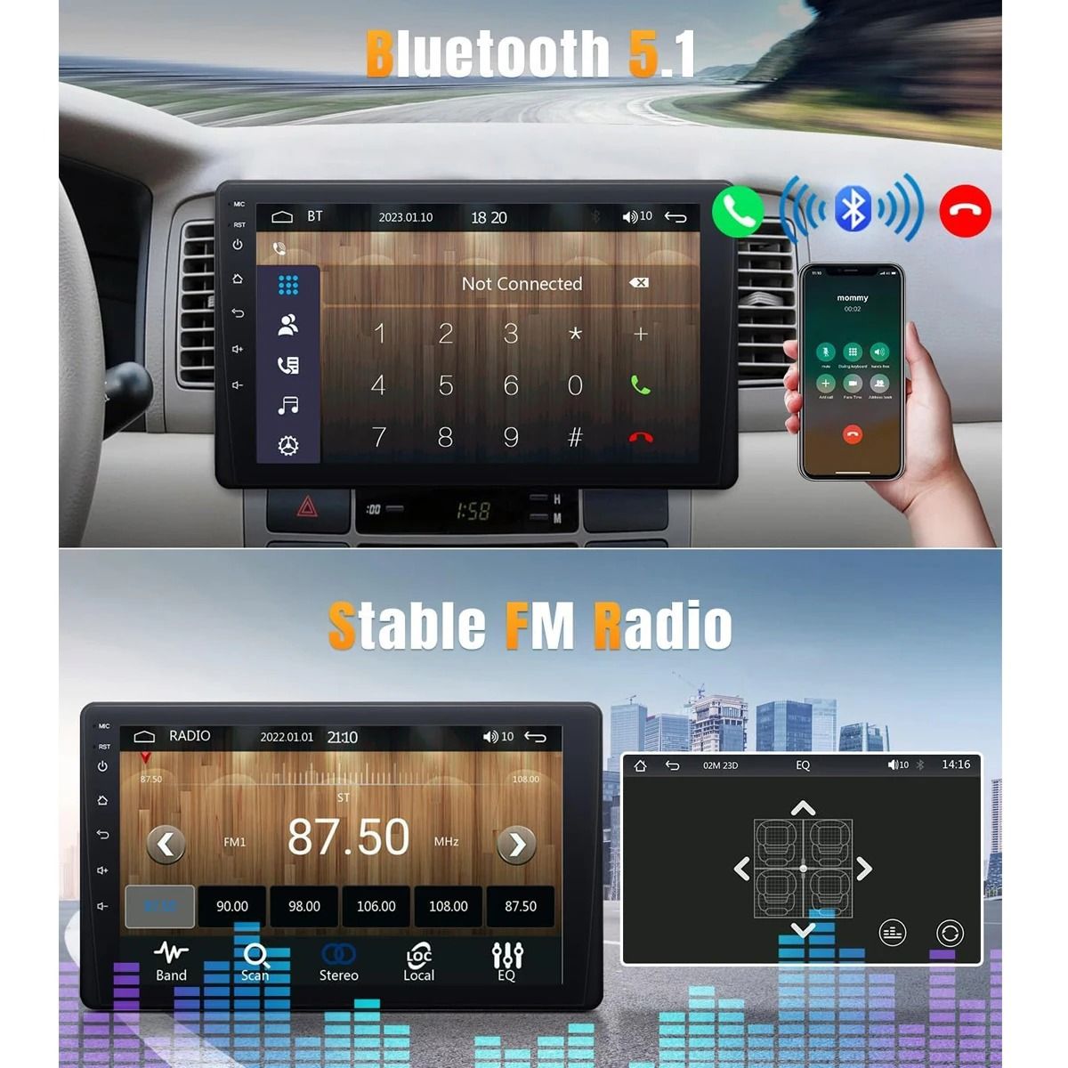9 Inch Single Din Car Stereo HD Touch Screen with Carplay Android Auto Bluetooth Backup Camera and Navigation