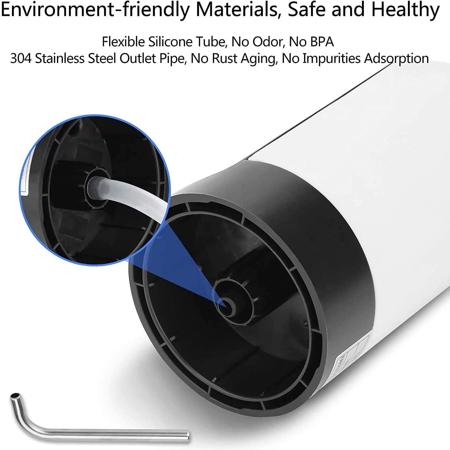 White Water Bottle Pump, USB Charging Drink Dispenser, Auto Switch, One Click Drinking Pump, Black Option