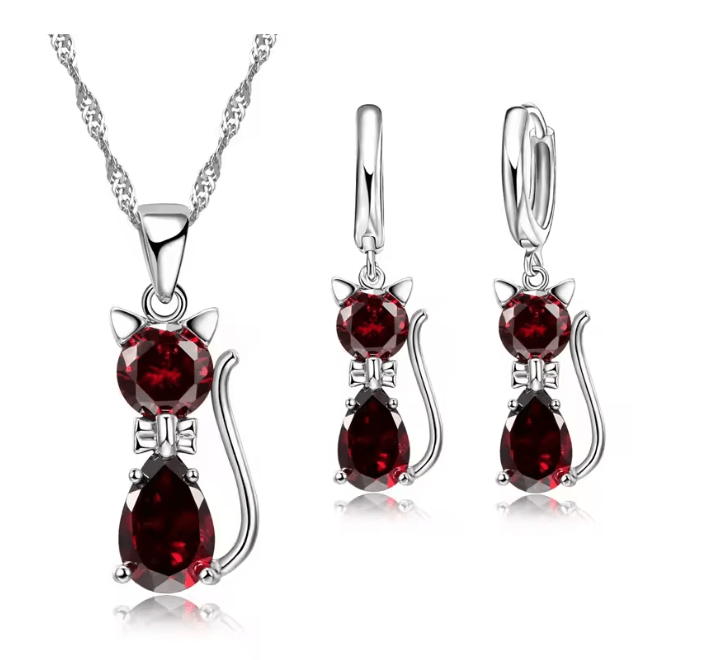 LunaSpark Cat Charm Jewelry Set