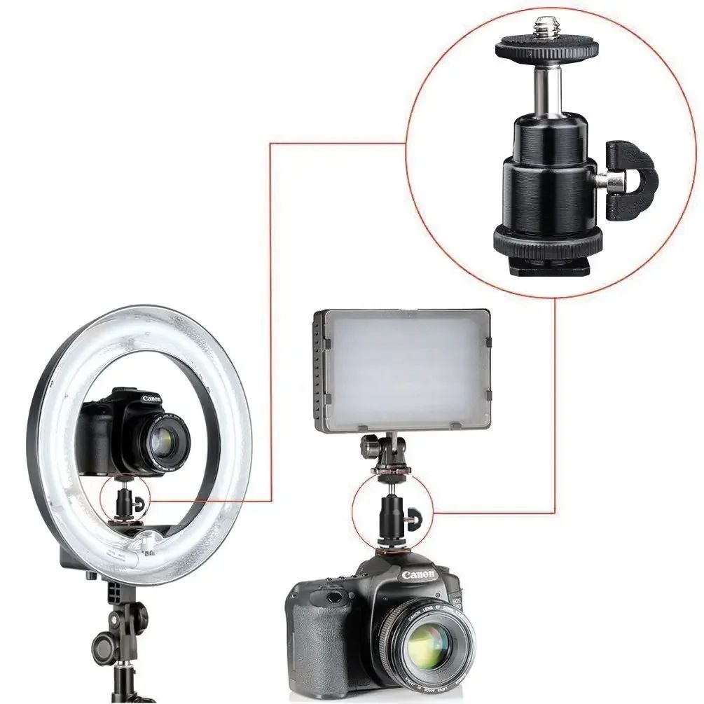 Universal DSLR Phone Clip Hot Shoe Mount with 1/4-Inch Thread