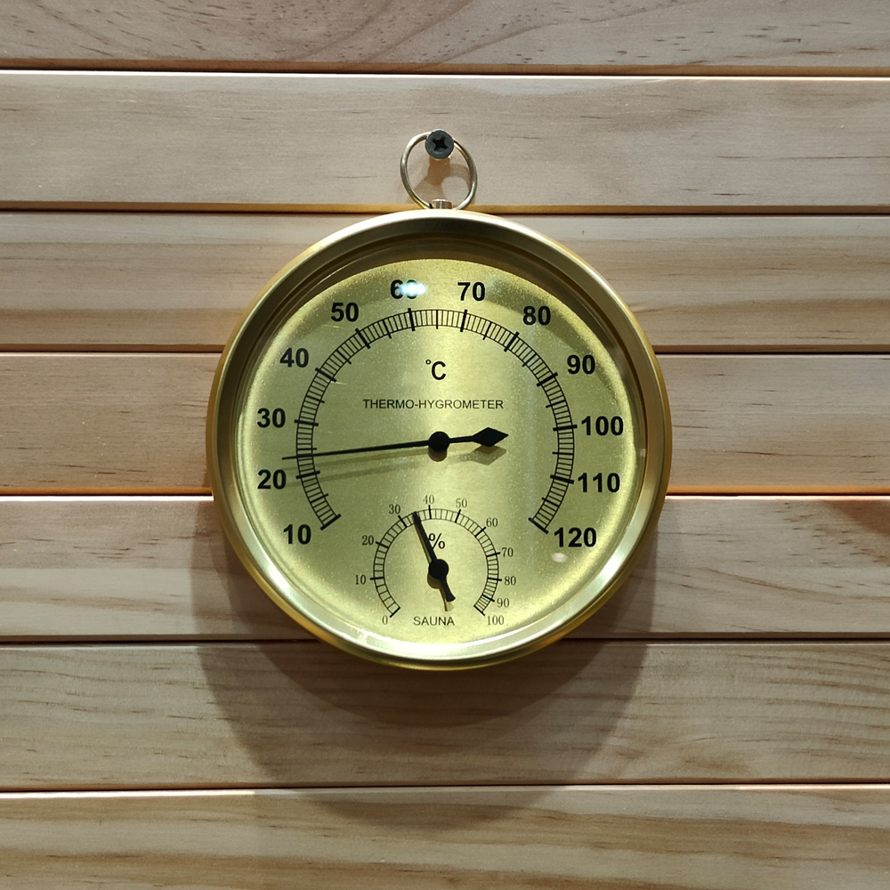 Round Sauna Hygrothermograph, Thermometer Hygrometer, Humidity and Temperature Meter for Sauna Room