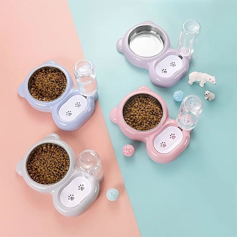 Double Cat Bowl Set with Automatic Water Dispenser