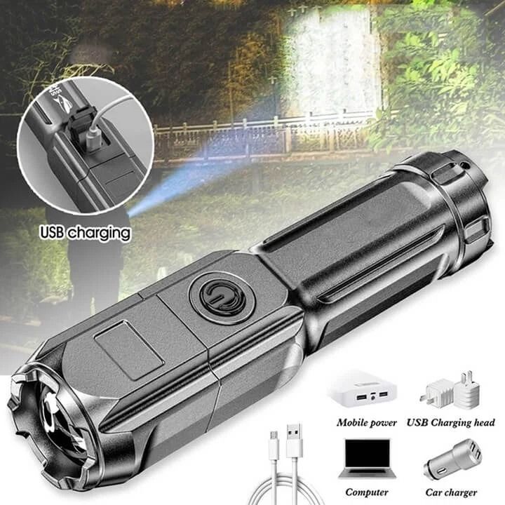 Powerful Rechargeable Tactical LED Flashlight