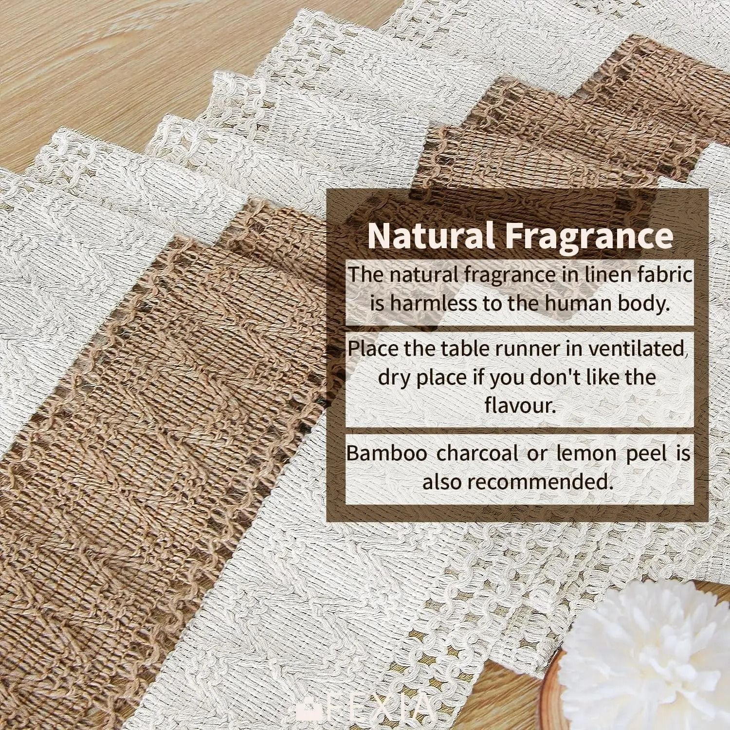 Rustic Boho Farmhouse Linen Table Runner with Tassels