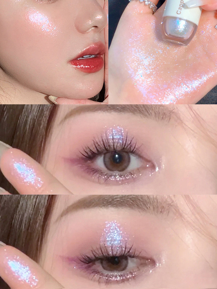 High Gloss Cappuvini Star Dots Liquid Eye Shadow, Pearlescent Fine Flashing, Easy Dizzy Cubs Bowling Ball Effect