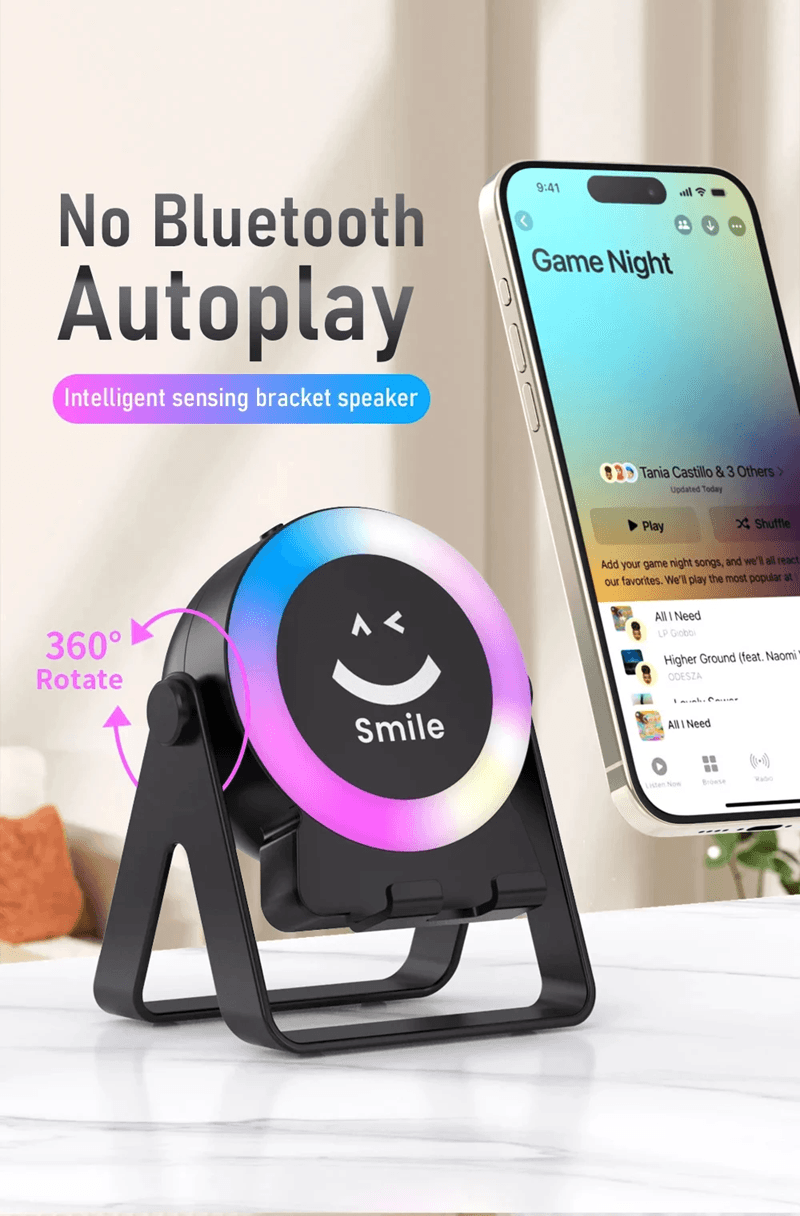 4 in 1 Wireless Bluetooth Speaker with RGB LED Light and Phone Stand