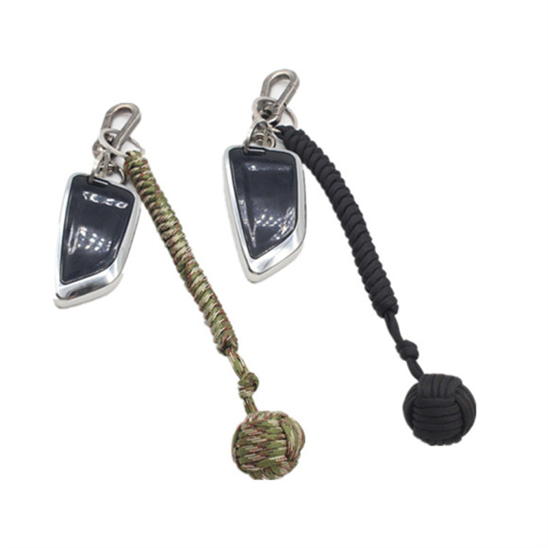 Multi-Function Self-Defense Paracord Umbrella with Monkey Fist Steel Ball & Survival Keychain