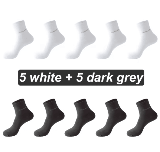 Mens Bamboo Fiber Socks 10 Pair Breathable Antibacterial Casual and Business Set EU 38 46