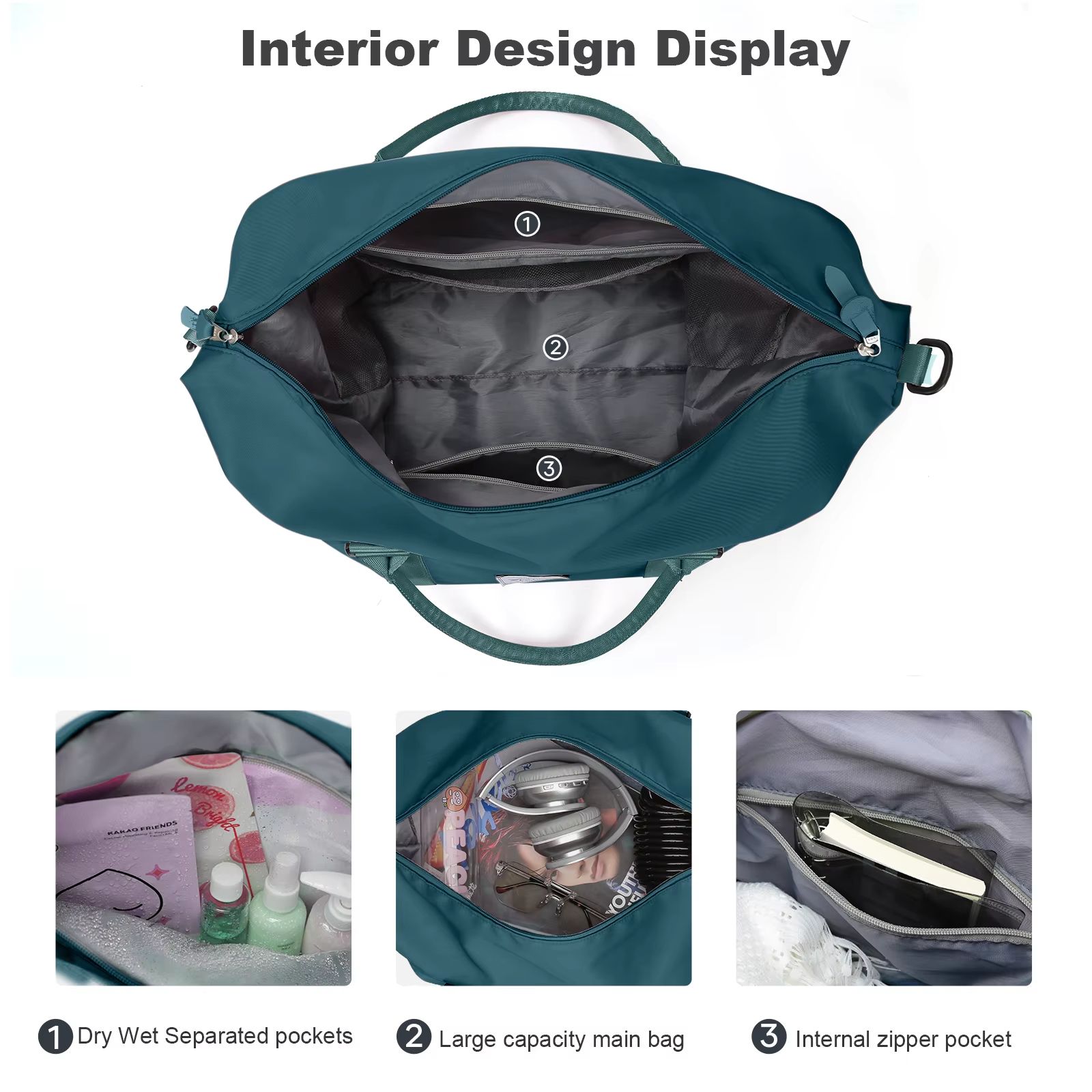 Women's Weekender Travel Tote Bag with Toiletry Bag and Wet Pocket