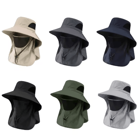 Summer UV Protection Sun Hat Outdoor Fishing and Hiking Bucket Hat with Neck Flap Unisex