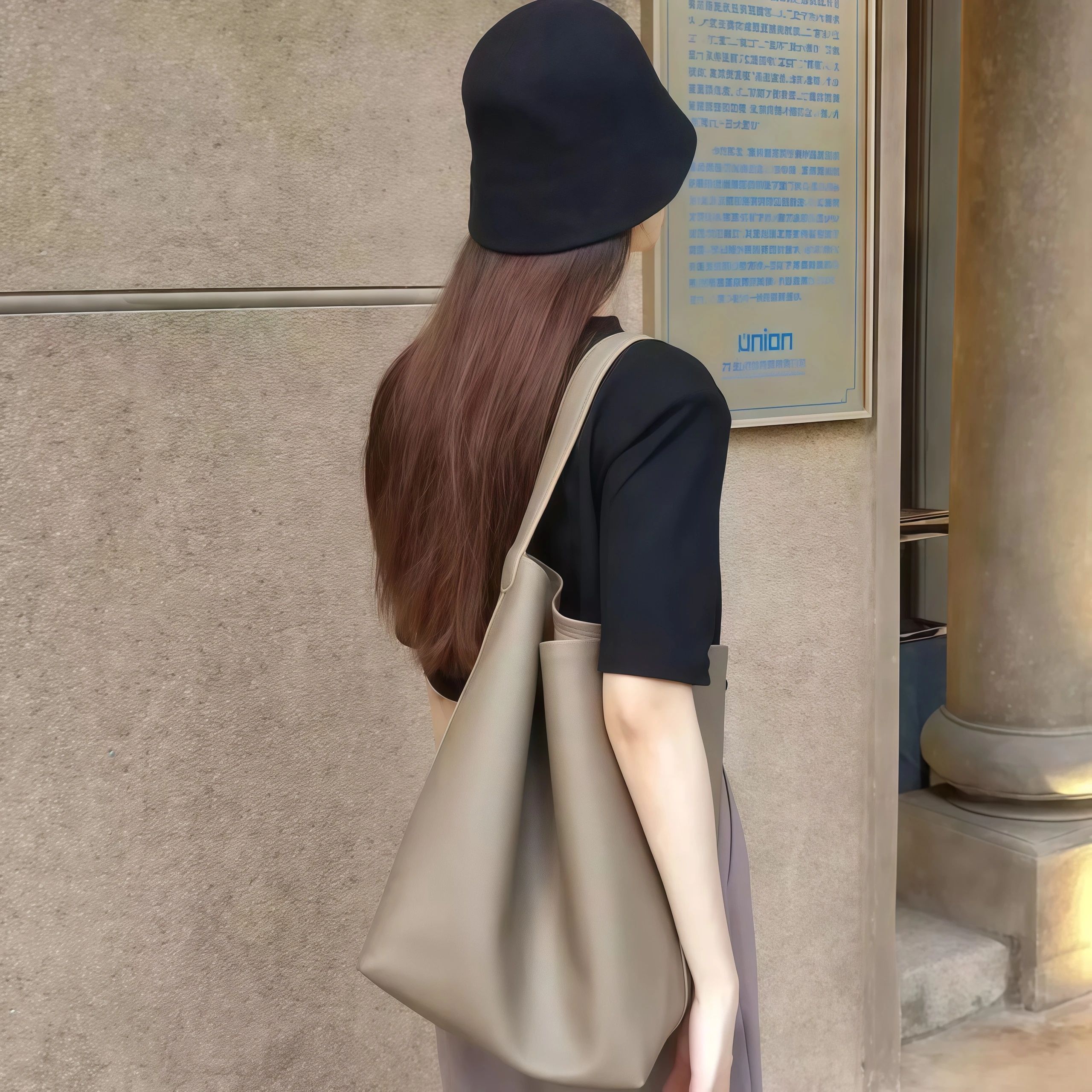 Womens Leather Bucket Tote Bag