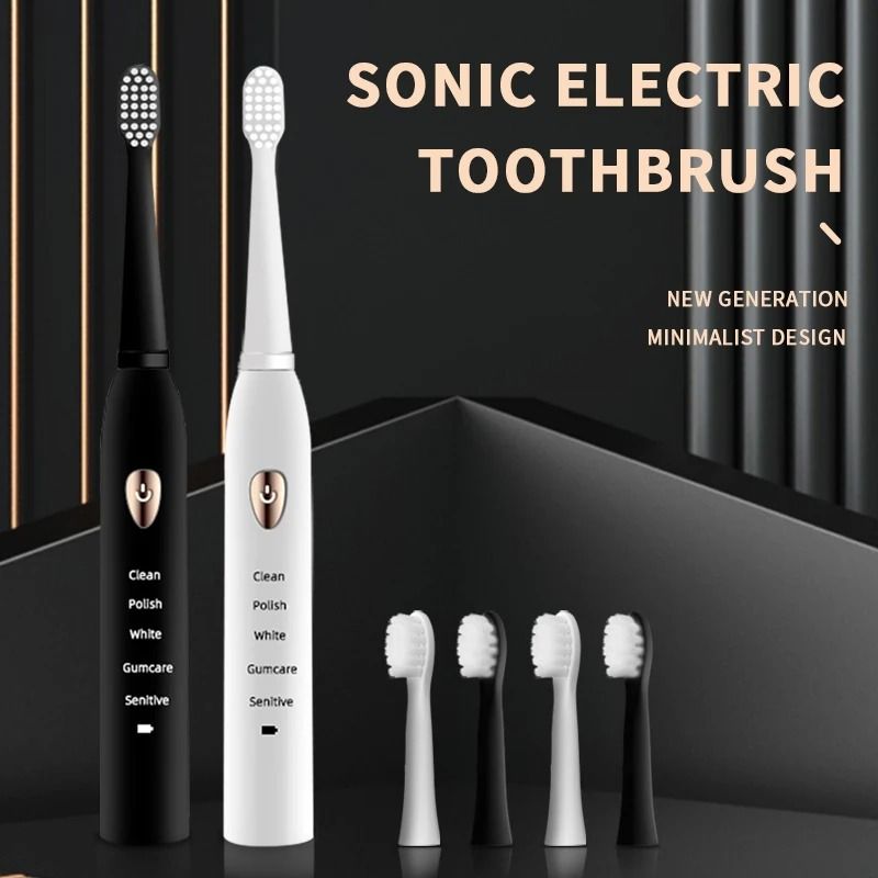 Ultrasonic High-Frequency Waterproof Electric Toothbrush with 5 Cleaning Modes