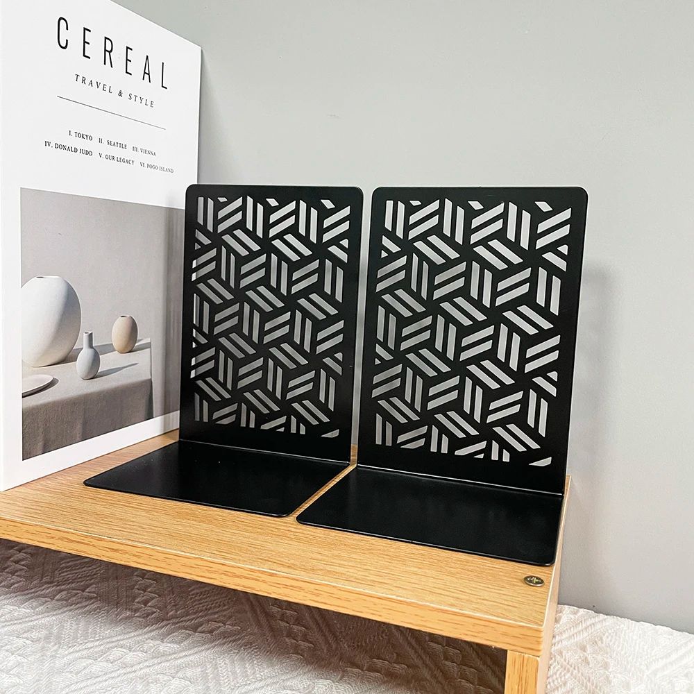 Crafted Door Design Metal Bookends – Heavy Duty Non-Slip Decorative Book Holders