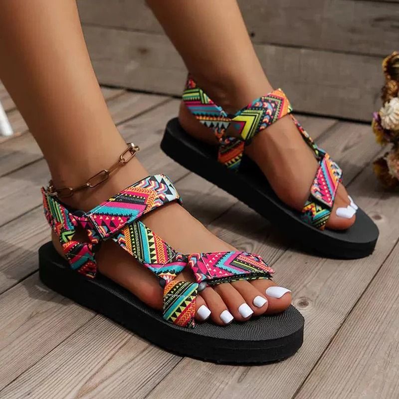 Summer Flat Women Beach Sandals with Hemp Rope Sole and Slip On Design