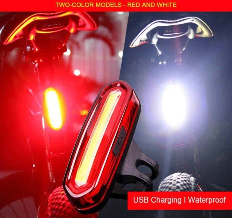 USB Rechargeable Bicycle Rear Taillight LED Safety Warning Lamp