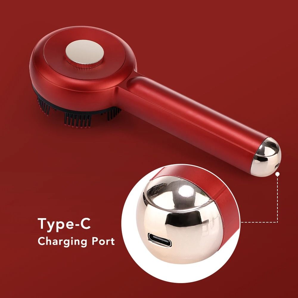 Electric Microcurrent Hair Massage Comb with Red Light Therapy and Scalp Kneading Function