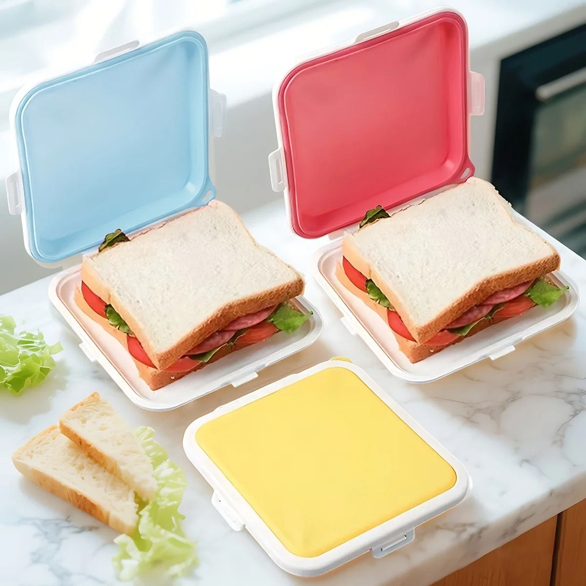Silicone Sandwich Storage Box for Lunch Travel Snacks