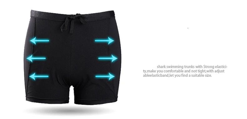 Mens Shark Print Quick Dry Swim Trunks