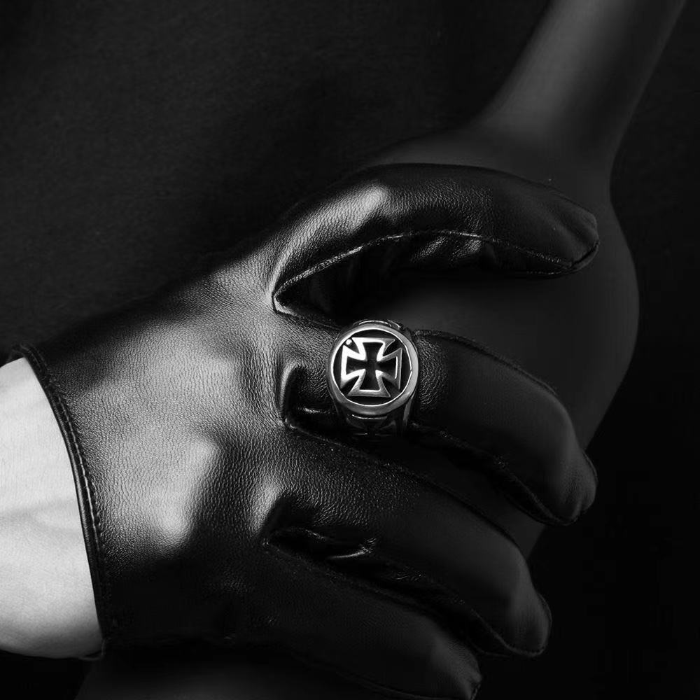 Vintage Croix de Guerre Cross Ring for Men | Adjustable Gothic Silver Ring | Unisex Punk Jewelry