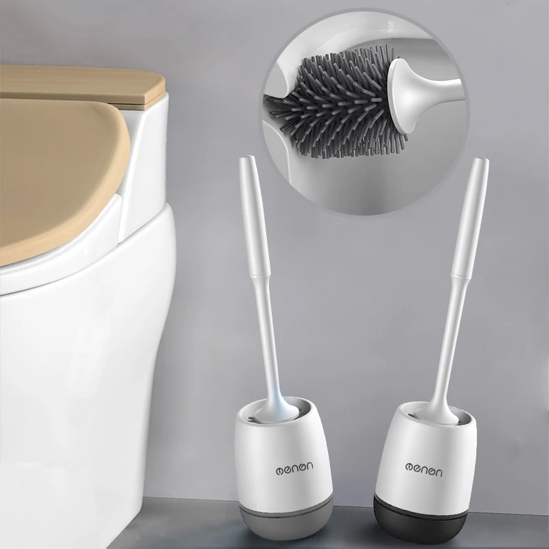 FlexClean Silicone Toilet Brush and Holder for Wall Mount or Floor Stand