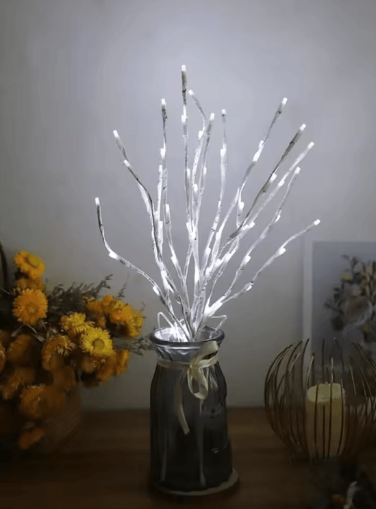 White Birch LED Branch Lights – 20 LED Battery-Operated Decorative Willow Branch for Home & Outdoor Decor