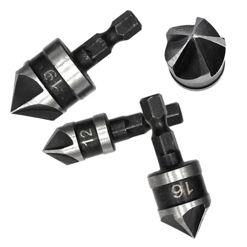 3 Piece Hexagonal Shank Countersink Drill Bit Set