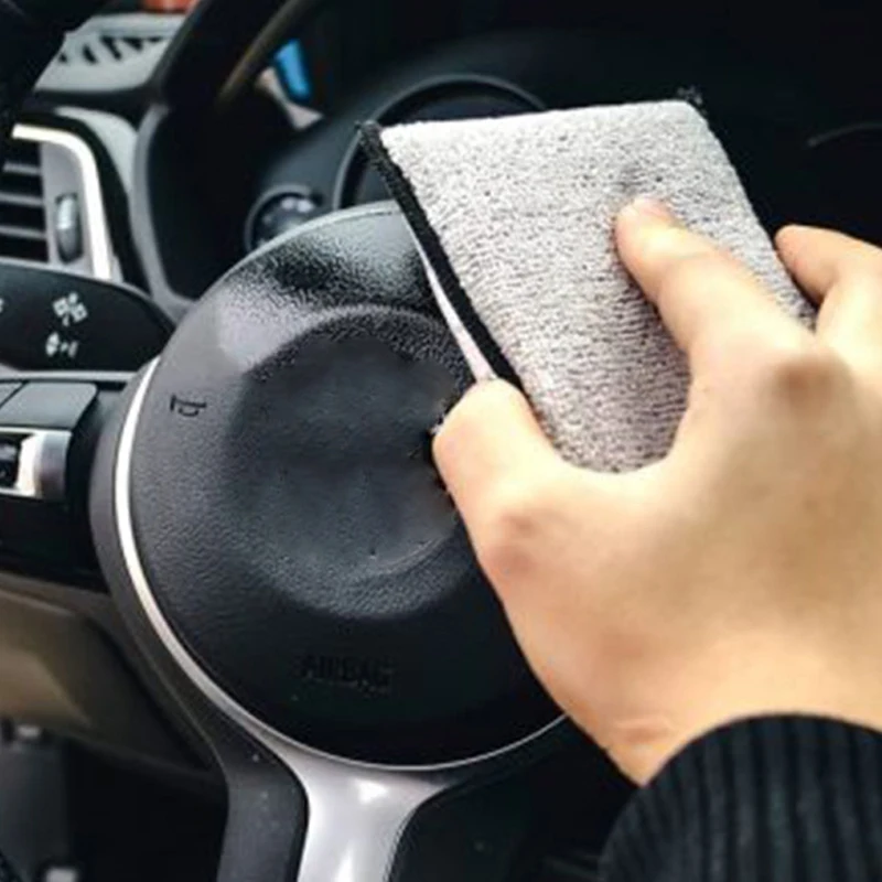 Car Leather Cleaning Microfiber Towel, Soft Double Side Scrubbing Sponge, Wax Sponge Auto Detailing Tools