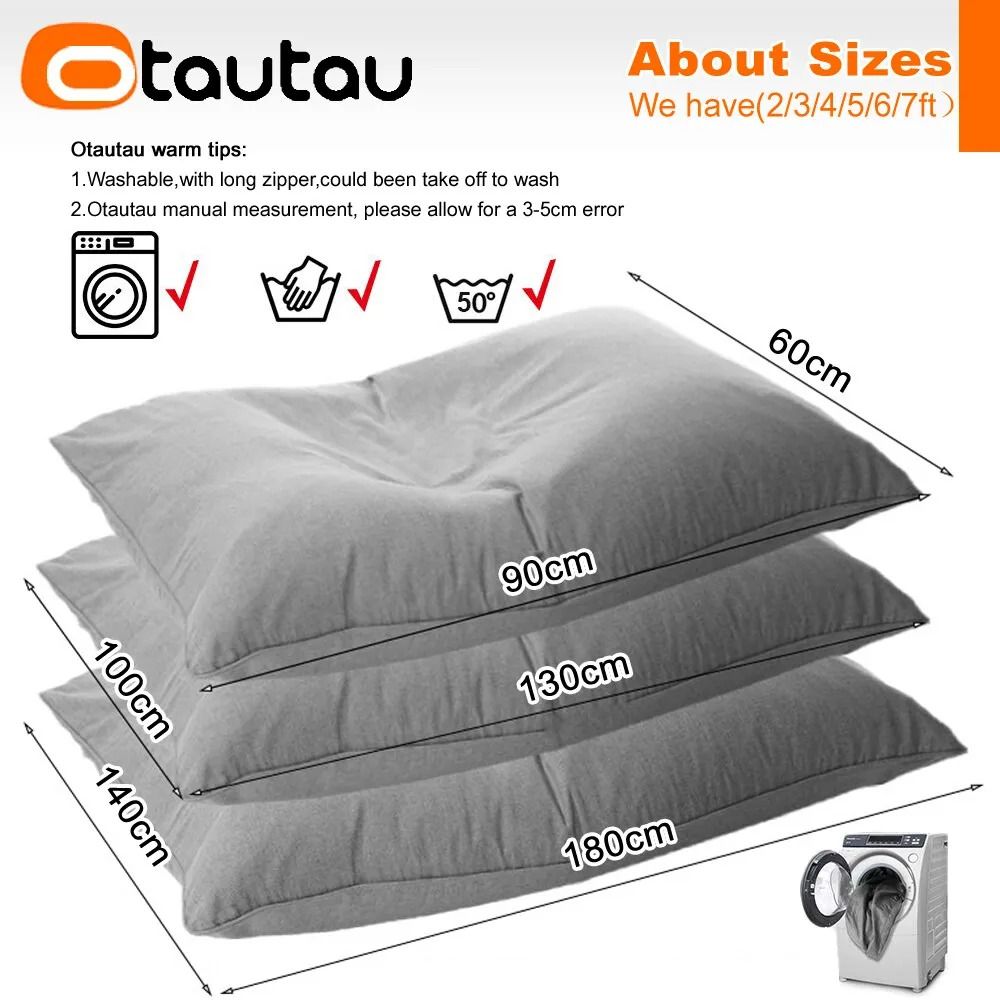OTAUTAU Cotton Linen Pillow Sac Cover for Double Sofa Chaise Lounge
