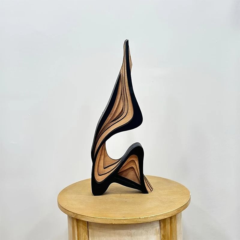 Modern Wooden Curved Bookshelf Artistic Desk Organizer Decorative Shelf