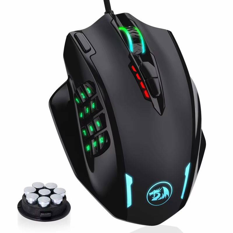 Redragon M908 Impact RGB Wired MMO Gaming Mouse, 18 Programmable Buttons, 12400 DPI