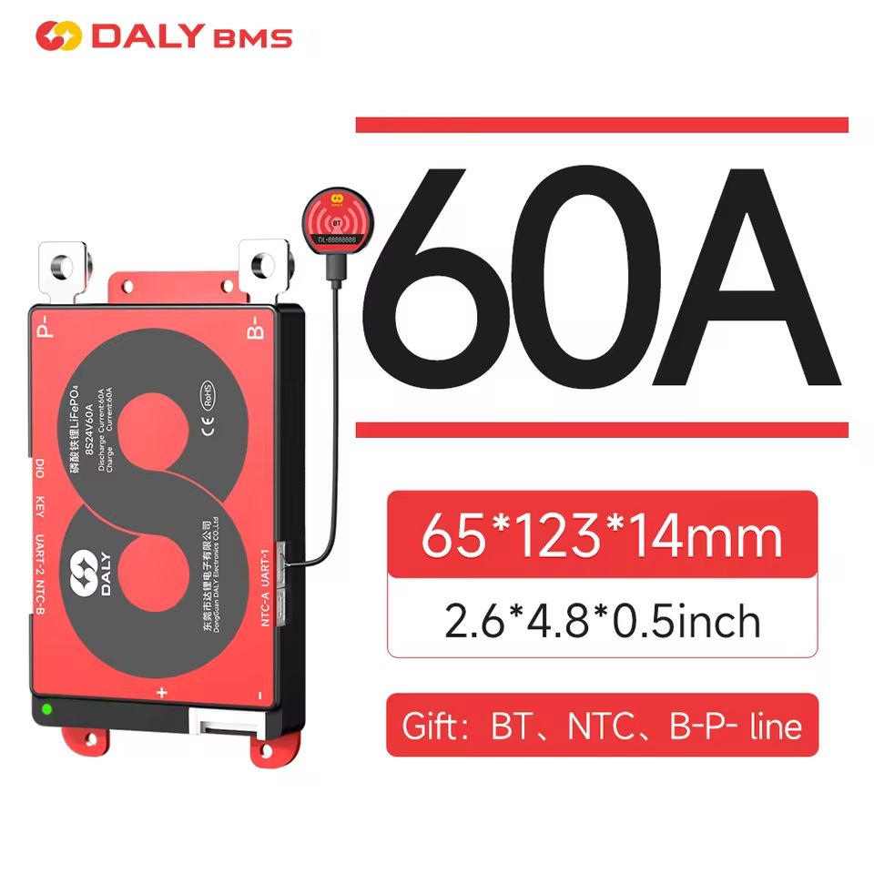 Daly Smart LiFePO4 BMS 4 to 16S 100A with Bluetooth UART and CANBUS