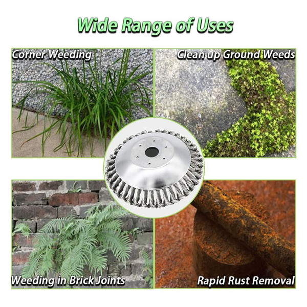 Ultimate Garden Clean-Up: Carbon Steel Weed Brush & Trimmer, Includes Universal Adapters