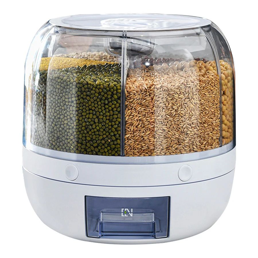 360° Rotating Food Dispenser Airtight Grain Storage Container