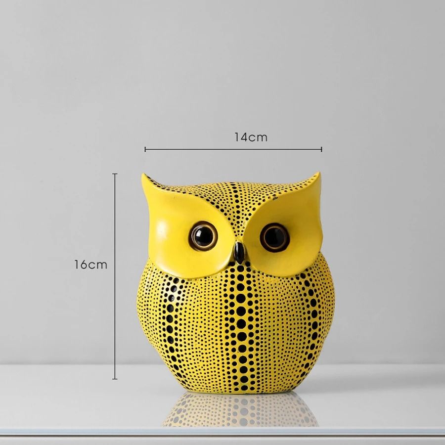 Modern Yellow Wave Point Art Statues | Whimsical Animal & Pumpkin Desktop Sculptures