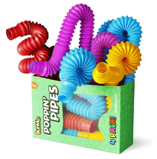 4 Pack Mini Pop Tube Fidget Toy Set for Sensory Play Stress Relief & Creative Building